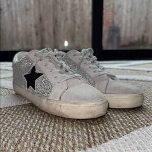 Vintage Havana Silver Glitter and Black Star Sneakers